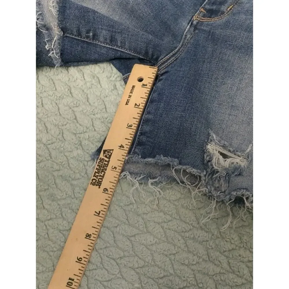 Judy Blue Distressed Cut Off Denim Shorts Stretch Frayed Hem Button